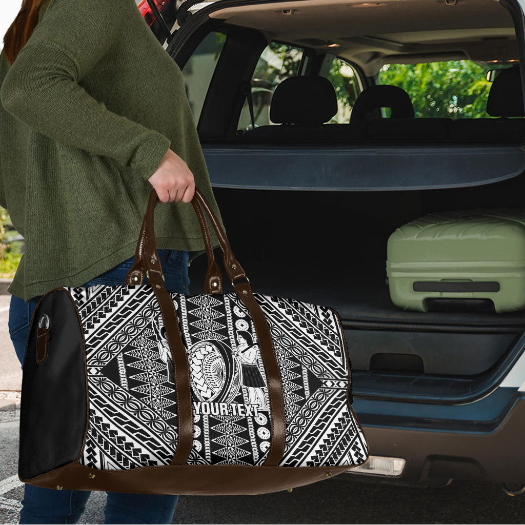 Fiji Custom Rugby National Heritage Travel Bag Black Traditional Masi Inspired