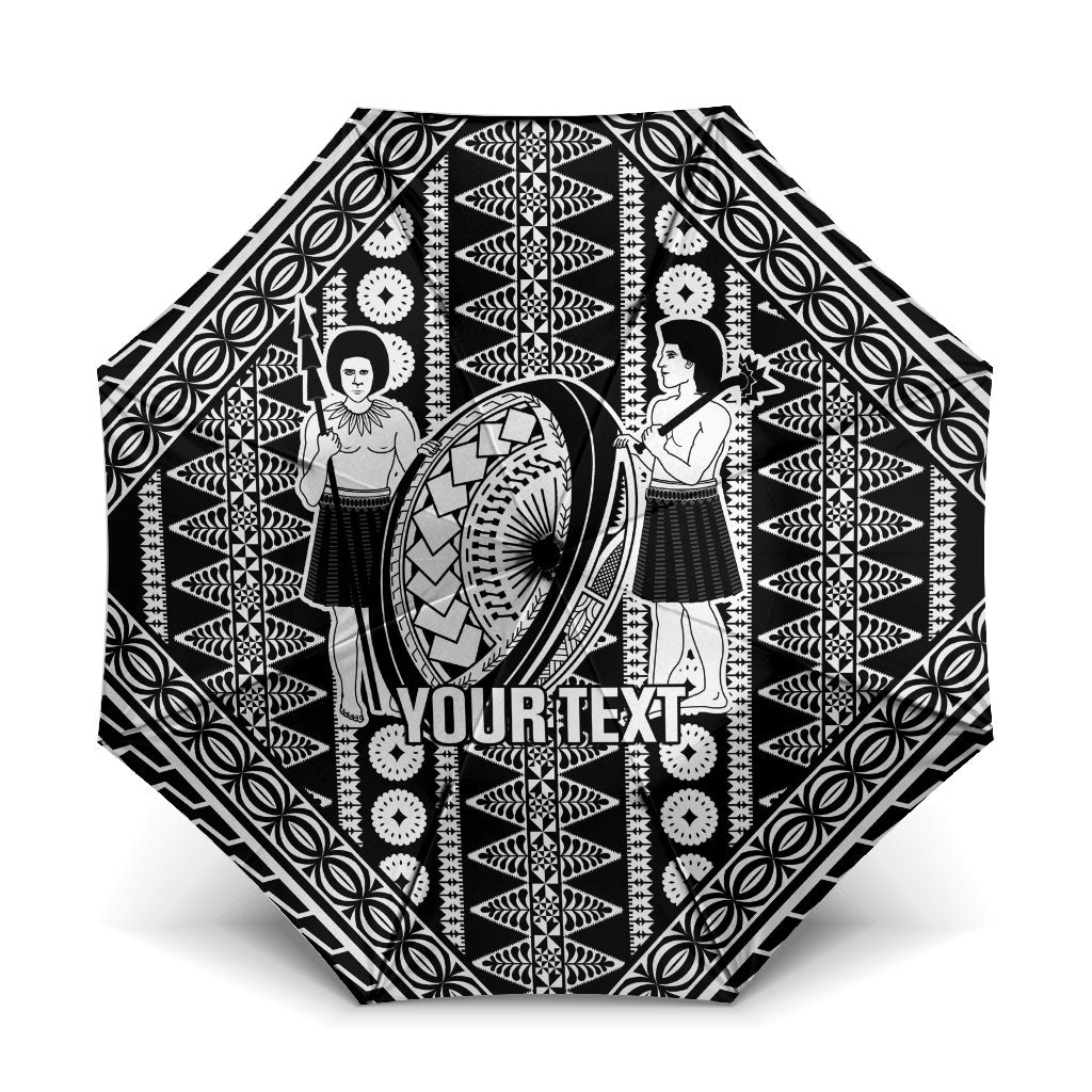 Fiji Custom Rugby National Heritage Umbrella Black Traditional Masi Inspired