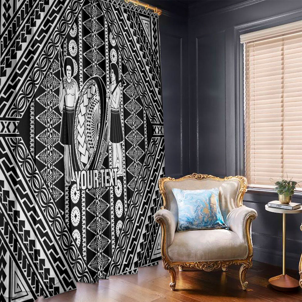 Fiji Custom Rugby National Heritage Window Curtain Black Traditional Masi Inspired