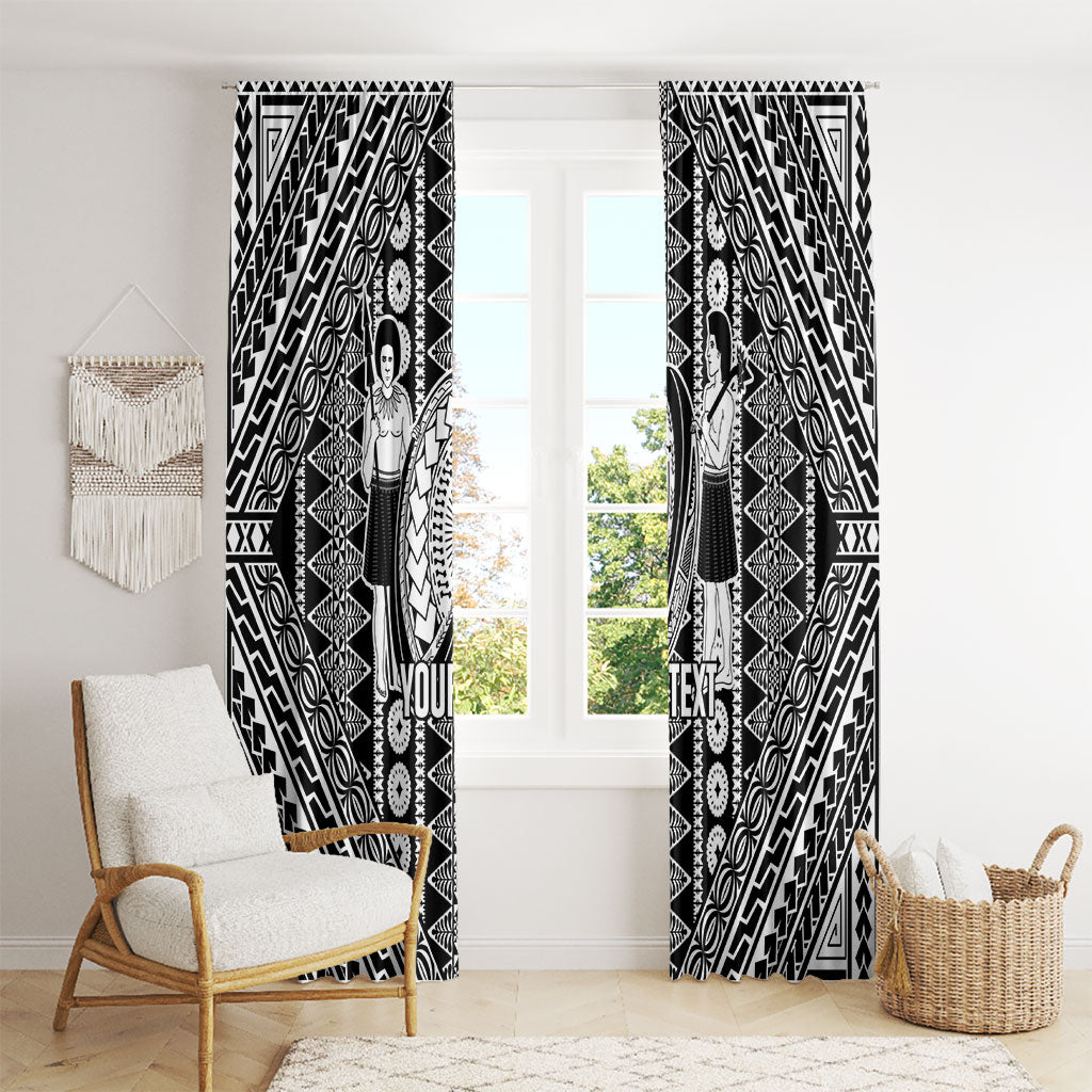 Fiji Custom Rugby National Heritage Window Curtain Black Traditional Masi Inspired