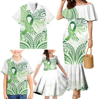 Its Okay Green Ribbon Personalised Family Matching Mermaid Dress and Hawaiian Shirt Polynesian Depression Awareness LT9 - Polynesian Pride