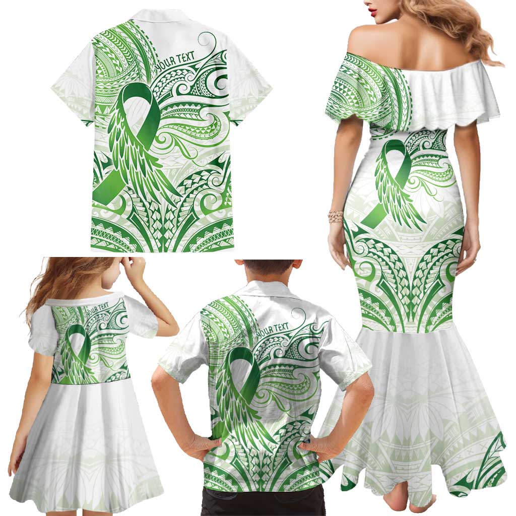 Its Okay Green Ribbon Personalised Family Matching Mermaid Dress and Hawaiian Shirt Polynesian Depression Awareness LT9 - Polynesian Pride