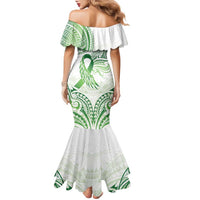 Its Okay Green Ribbon Personalised Family Matching Mermaid Dress and Hawaiian Shirt Polynesian Depression Awareness LT9 - Polynesian Pride