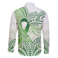 Its Okay Green Ribbon Personalised Family Matching Off The Shoulder Long Sleeve Dress and Hawaiian Shirt Polynesian Depression Awareness LT9 - Polynesian Pride