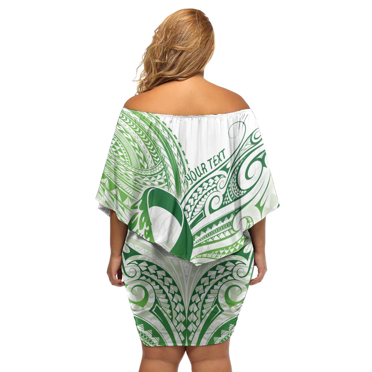 Its Okay Green Ribbon Personalised Family Matching Off Shoulder Short Dress and Hawaiian Shirt Polynesian Depression Awareness LT9 - Polynesian Pride