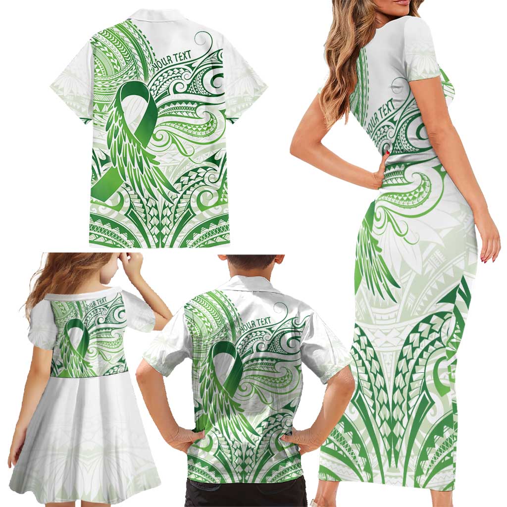 Its Okay Green Ribbon Personalised Family Matching Short Sleeve Bodycon Dress and Hawaiian Shirt Polynesian Depression Awareness LT9 - Polynesian Pride
