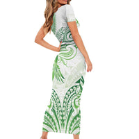 Its Okay Green Ribbon Personalised Family Matching Short Sleeve Bodycon Dress and Hawaiian Shirt Polynesian Depression Awareness LT9 - Polynesian Pride