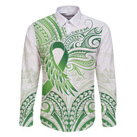 Its Okay Green Ribbon Personalised Family Matching Summer Maxi Dress and Hawaiian Shirt Polynesian Depression Awareness LT9 Dad's Shirt - Long Sleeve Green - Polynesian Pride