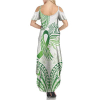 Its Okay Green Ribbon Personalised Family Matching Summer Maxi Dress and Hawaiian Shirt Polynesian Depression Awareness LT9 - Polynesian Pride