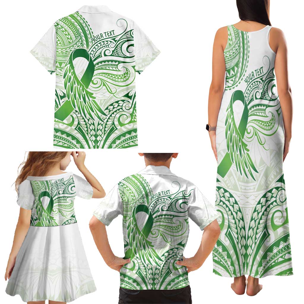 Its Okay Green Ribbon Personalised Family Matching Tank Maxi Dress and Hawaiian Shirt Polynesian Depression Awareness LT9 - Polynesian Pride