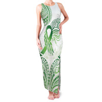 Its Okay Green Ribbon Personalised Family Matching Tank Maxi Dress and Hawaiian Shirt Polynesian Depression Awareness LT9 Mom's Dress Green - Polynesian Pride