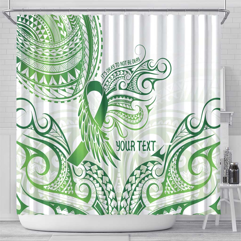 Its Okay Green Ribbon Personalised Shower Curtain Polynesian Depression Awareness LT9 - Polynesian Pride