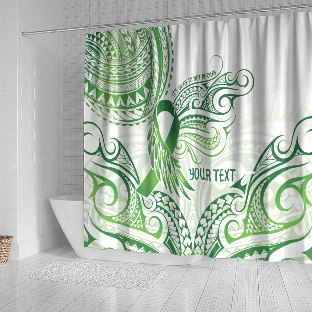 Its Okay Green Ribbon Personalised Shower Curtain Polynesian Depression Awareness LT9 - Polynesian Pride