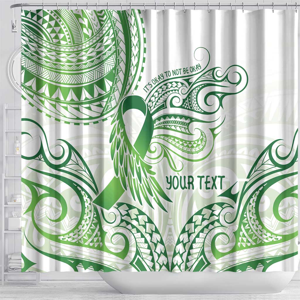 Its Okay Green Ribbon Personalised Shower Curtain Polynesian Depression Awareness LT9 - Polynesian Pride