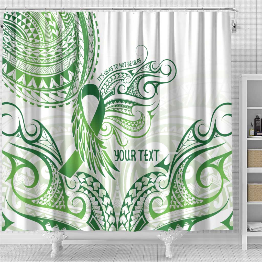 Its Okay Green Ribbon Personalised Shower Curtain Polynesian Depression Awareness LT9 - Polynesian Pride