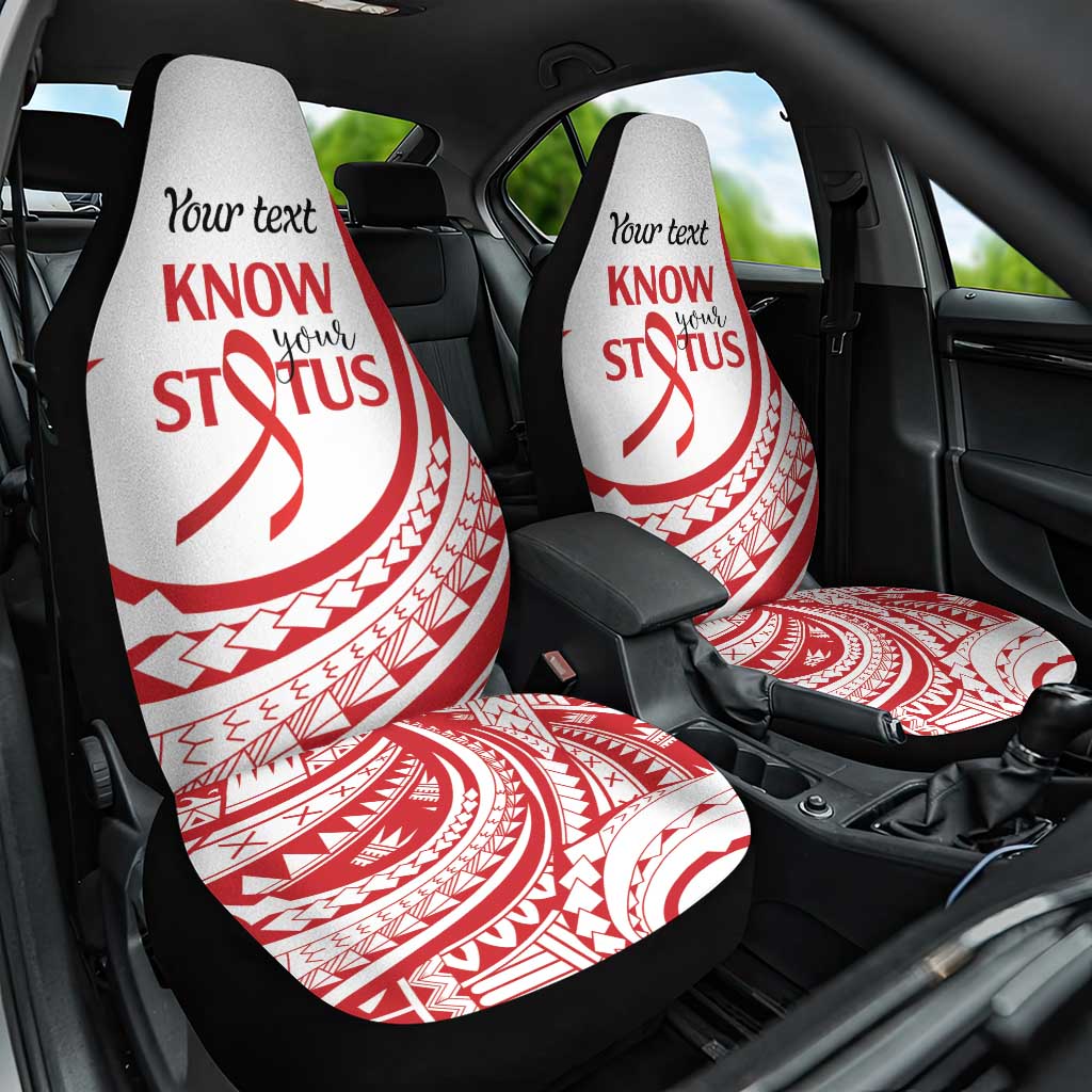 Know Your Status Red Ribbon Personalised Car Seat Cover Polynesian AIDS Awareness LT9 One Size Red - Polynesian Pride