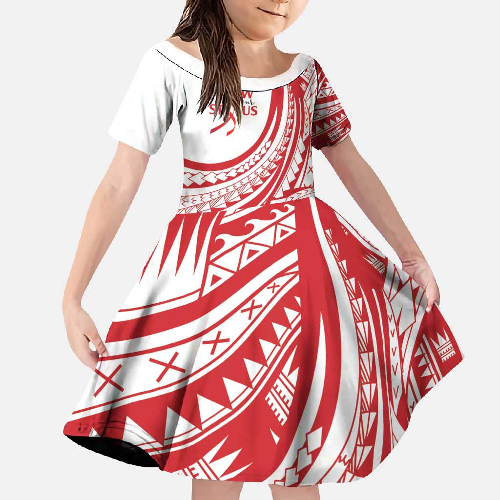 Know Your Status Red Ribbon Personalised Family Matching Mermaid Dress and Hawaiian Shirt Polynesian AIDS Awareness