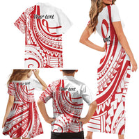 Know Your Status Red Ribbon Personalised Family Matching Short Sleeve Bodycon Dress and Hawaiian Shirt Polynesian AIDS Awareness LT9 - Polynesian Pride