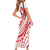 Know Your Status Red Ribbon Personalised Family Matching Short Sleeve Bodycon Dress and Hawaiian Shirt Polynesian AIDS Awareness LT9 - Polynesian Pride