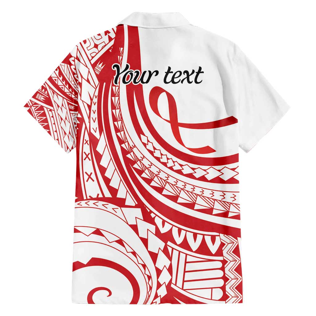 Know Your Status Red Ribbon Personalised Family Matching Tank Maxi Dress and Hawaiian Shirt Polynesian AIDS Awareness