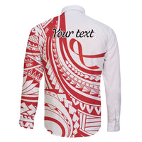 Know Your Status Red Ribbon Personalised Family Matching Tank Maxi Dress and Hawaiian Shirt Polynesian AIDS Awareness
