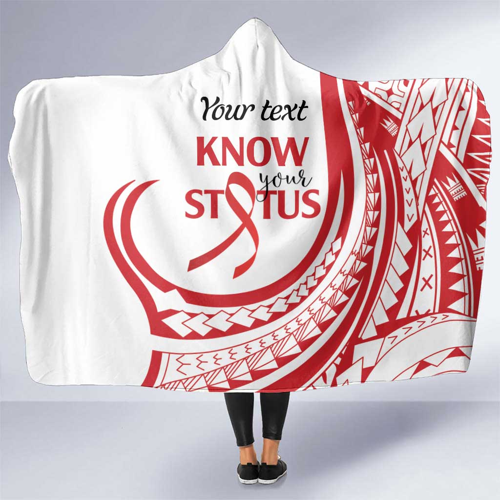 Know Your Status Red Ribbon Personalised Hooded Blanket Polynesian AIDS Awareness LT9 One Size Red - Polynesian Pride
