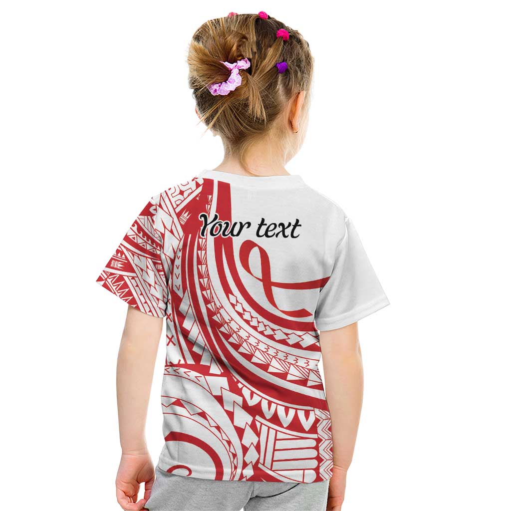Know Your Status Red Ribbon Personalised Kid T Shirt Polynesian AIDS Awareness