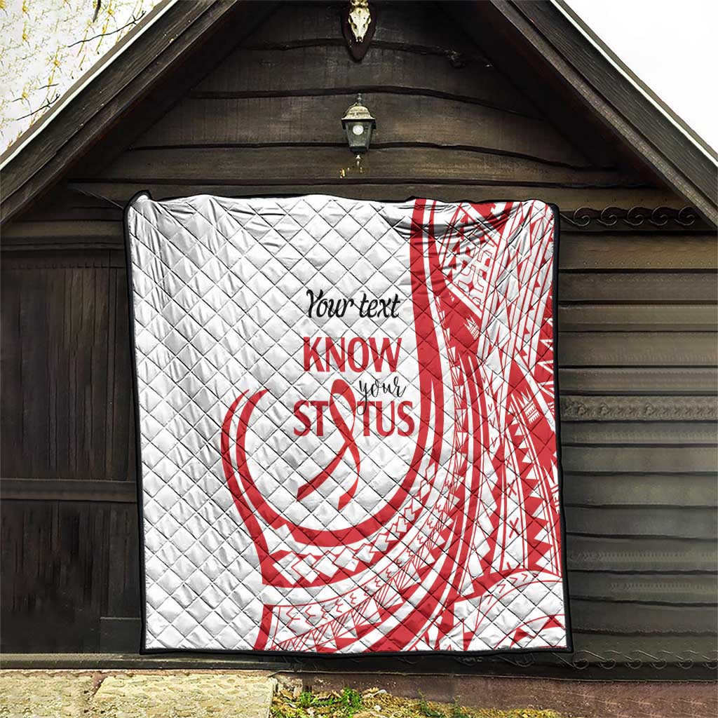 Know Your Status Red Ribbon Personalised Quilt Polynesian AIDS Awareness
