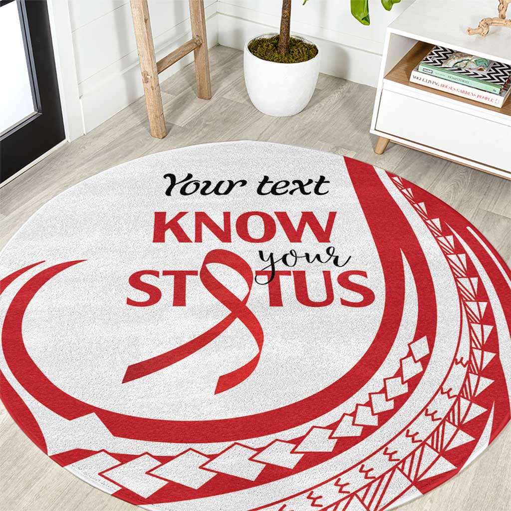 Know Your Status Red Ribbon Personalised Round Carpet Polynesian AIDS Awareness LT9 Red - Polynesian Pride