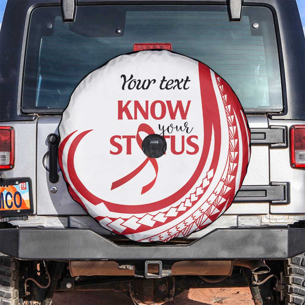 Know Your Status Red Ribbon Personalised Spare Tire Cover Polynesian AIDS Awareness LT9 Red - Polynesian Pride
