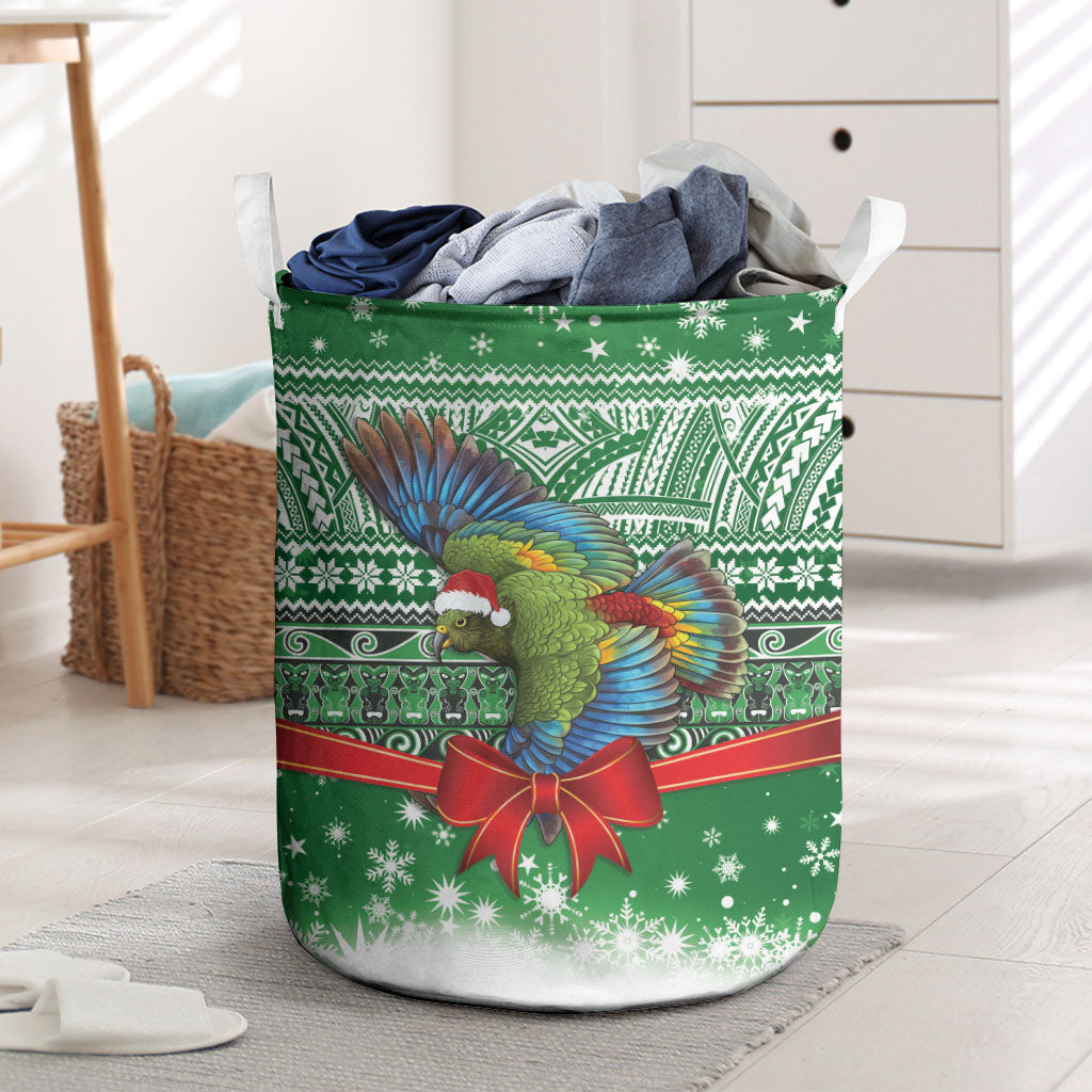 New Zealand Kea Bird Christmas Laundry Basket Maori Inspired Knitted Patterns