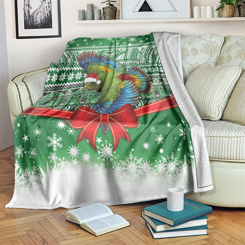 New Zealand Kea Bird Christmas Blanket Maori Inspired Knitted Patterns LT9 Green - Polynesian Pride