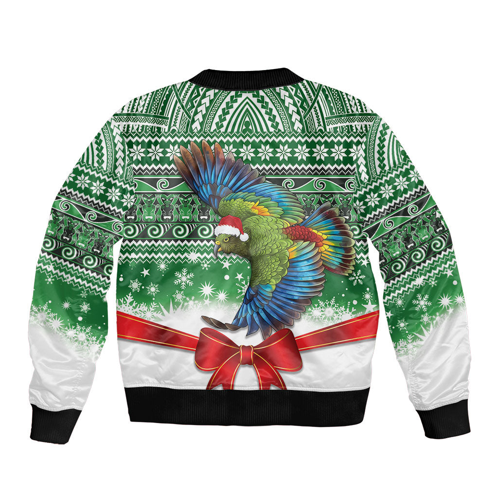 New Zealand Kea Bird Christmas Bomber Jacket Maori Inspired Knitted Patterns LT9 - Polynesian Pride