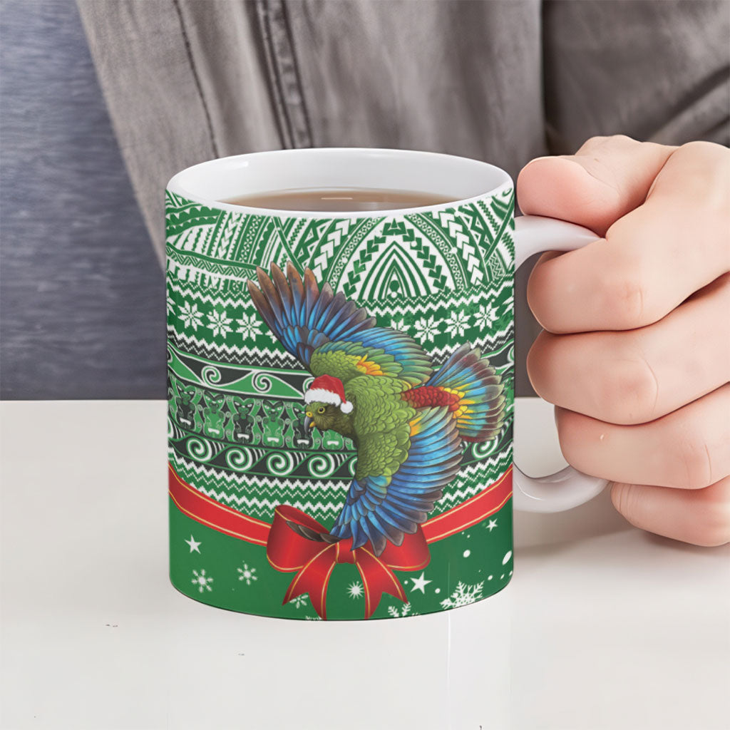 New Zealand Kea Bird Christmas Ceramic Mug Maori Inspired Knitted Patterns LT9 - Polynesian Pride