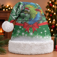 New Zealand Kea Bird Christmas Santa Hat Maori Inspired Knitted Patterns LT9 With Fur Green - Polynesian Pride