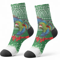 New Zealand Kea Bird Christmas Crew Socks Maori Inspired Knitted Patterns LT9 - Polynesian Pride
