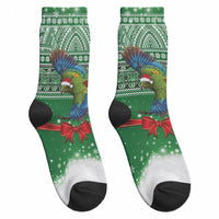 New Zealand Kea Bird Christmas Crew Socks Maori Inspired Knitted Patterns LT9 - Polynesian Pride