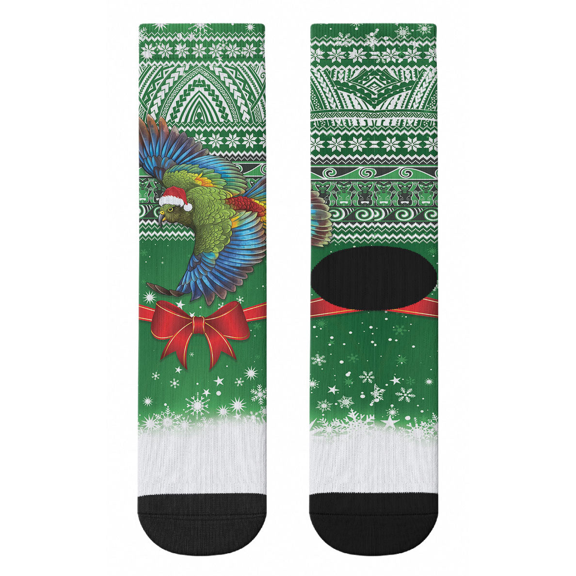 New Zealand Kea Bird Christmas Crew Socks Maori Inspired Knitted Patterns LT9 - Polynesian Pride