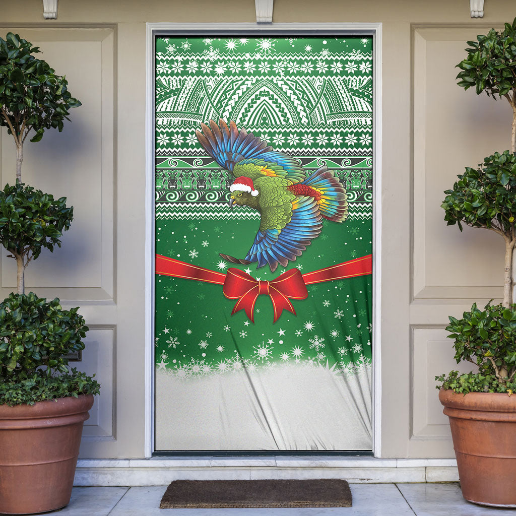 New Zealand Kea Bird Christmas Door Cover Maori Inspired Knitted Patterns LT9 Green - Polynesian Pride