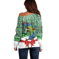 New Zealand Kea Bird Christmas Off Shoulder Sweater Maori Inspired Knitted Patterns LT9 - Polynesian Pride