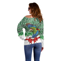 New Zealand Kea Bird Christmas Off Shoulder Sweater Maori Inspired Knitted Patterns LT9 - Polynesian Pride