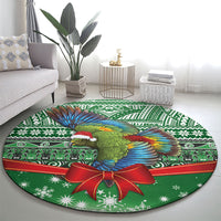 New Zealand Kea Bird Christmas Round Carpet Maori Inspired Knitted Patterns LT9 - Polynesian Pride