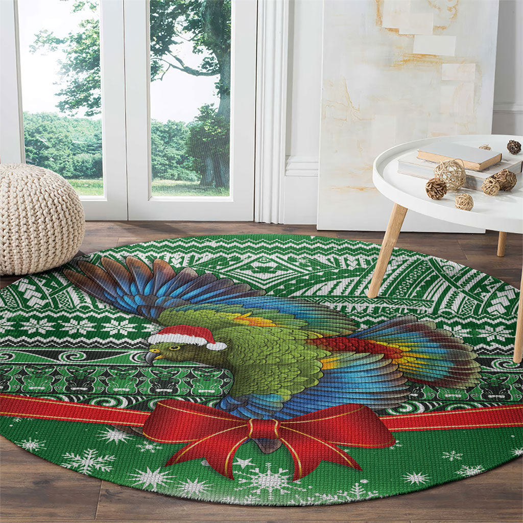 New Zealand Kea Bird Christmas Round Carpet Maori Inspired Knitted Patterns LT9 - Polynesian Pride