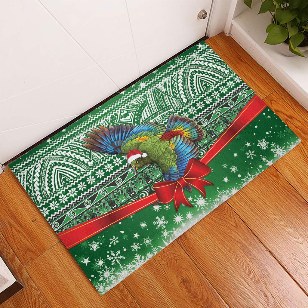 New Zealand Kea Bird Christmas Rubber Doormat Maori Inspired Knitted Patterns LT9 - Polynesian Pride