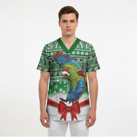 New Zealand Kea Bird Christmas Scrub Top Maori Inspired Knitted Patterns LT9 - Polynesian Pride