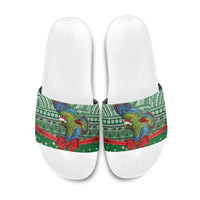 New Zealand Kea Bird Christmas Slide Sandals Maori Inspired Knitted Patterns LT9 Green - Polynesian Pride
