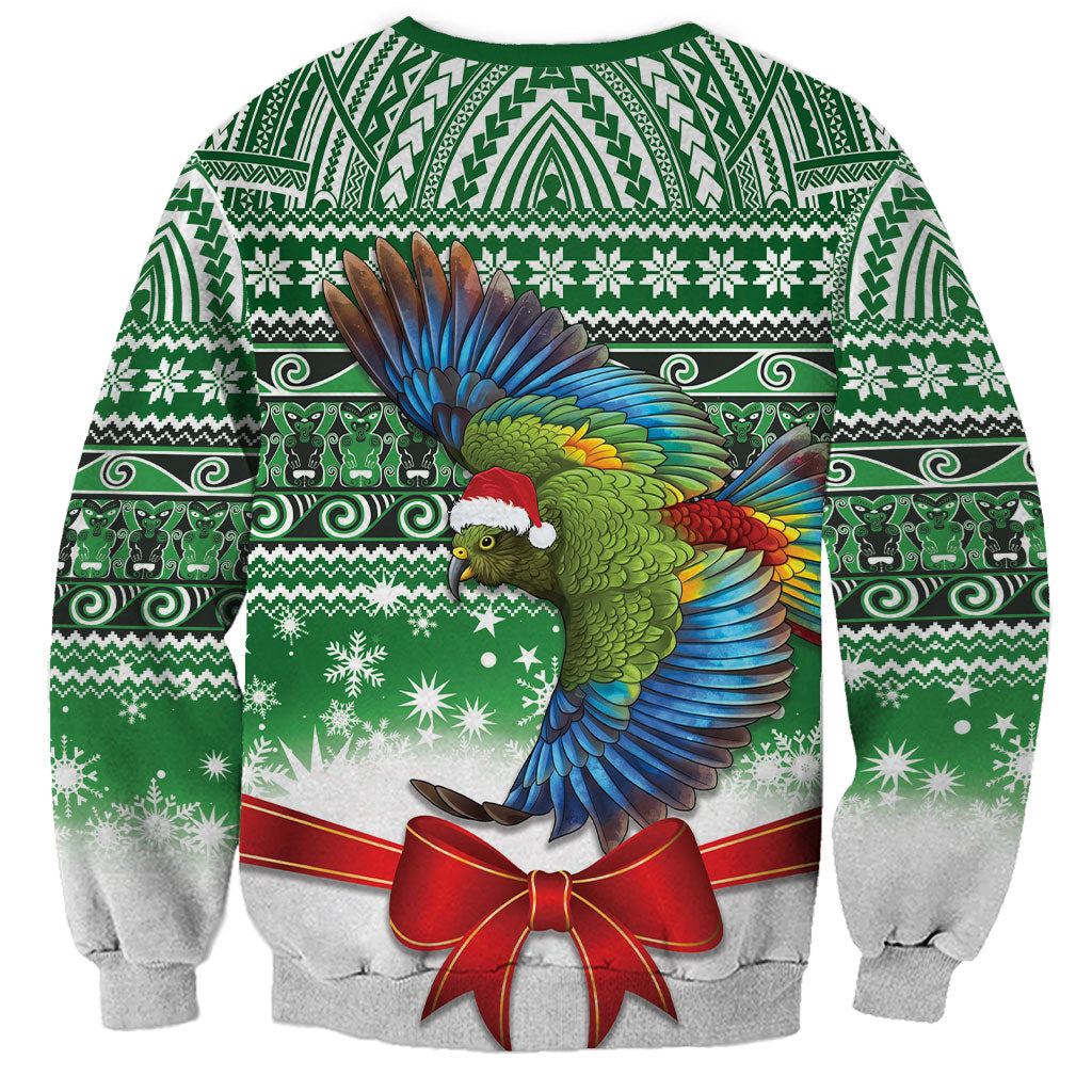 New Zealand Kea Bird Christmas Sweatshirt Maori Inspired Knitted Patterns LT9 - Polynesian Pride