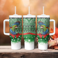 New Zealand Kea Bird Christmas Tumbler With Handle Maori Inspired Knitted Patterns LT9 - Polynesian Pride