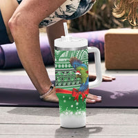 New Zealand Kea Bird Christmas Tumbler With Handle Maori Inspired Knitted Patterns LT9 - Polynesian Pride