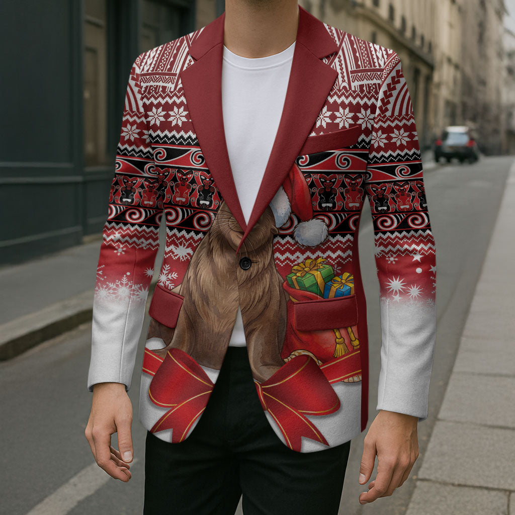 New Zealand Kekeno Seal Christmas Blazer Maori Inspired Knitted Patterns LT9 - Polynesian Pride